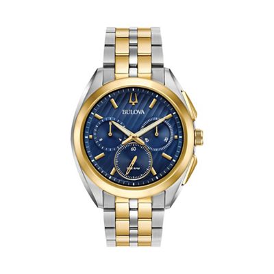 Men's Two Tone Gold chronograph CURV bracelet watch 98a159
